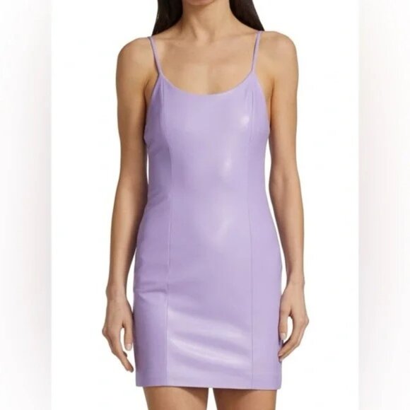 Alice + Olivia Lavender Purple Vegan Leather Mini Dress - Picture 1 of 5